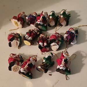 Colorful Mini Santa Ornaments Set